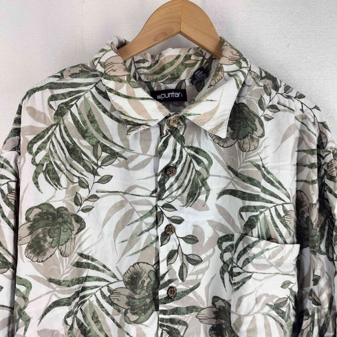 ピューリタン PURITAN フローラル ウッドボタン レーヨン S/S シャツ 3XL ビッグサイズ メンズ 3XL