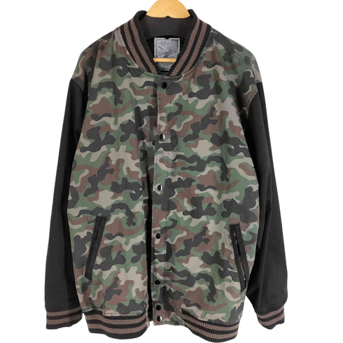 RAW BLUE 迷彩 切替 コットン ポリ スタジャン メンズ 2XL