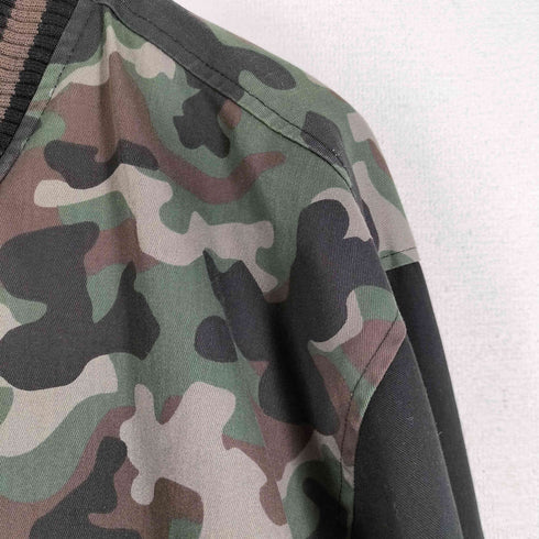 RAW BLUE 迷彩 切替 コットン ポリ スタジャン メンズ 2XL