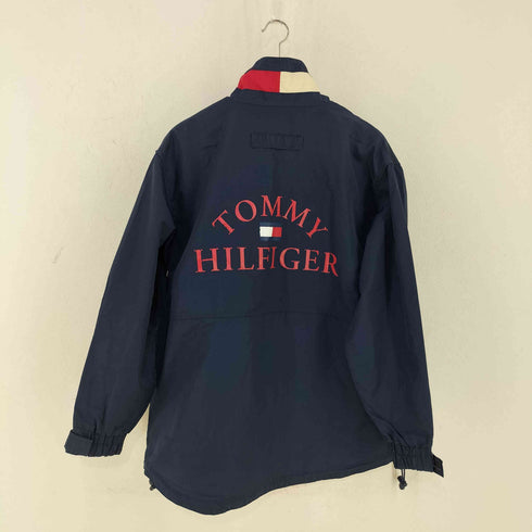 トミーヒルフィガー TOMMY HILFIGER 90s フラッグタグ バックロゴプリント ナイロンジャケット レディース import:L