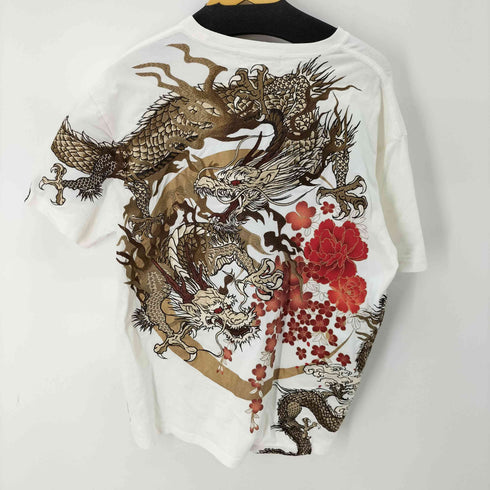 カラクリダマシイ 絡繰魂 龍刺繍 和柄半袖Tシャツ メンズ XXL