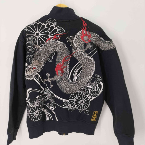 カラクリダマシイ 絡繰魂 龍刺繍 和柄ジップアップトレーナー メンズ XL