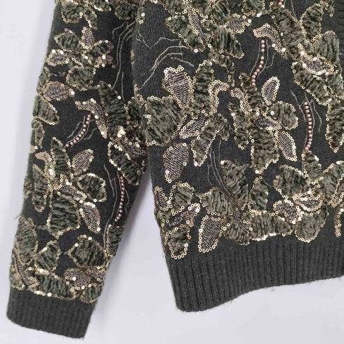 ザラ ZARA コンビニットカーディガン スパンコール レディース import:L