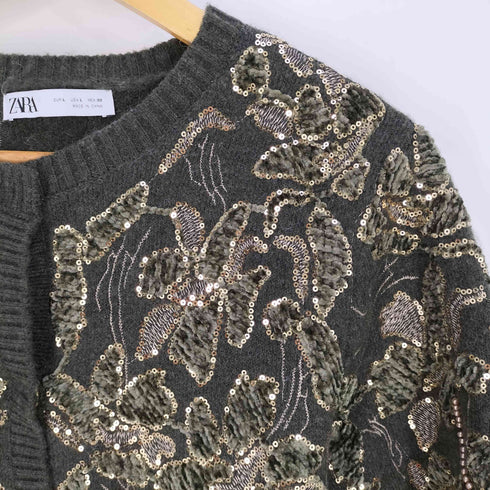 ザラ ZARA コンビニットカーディガン スパンコール レディース import:L