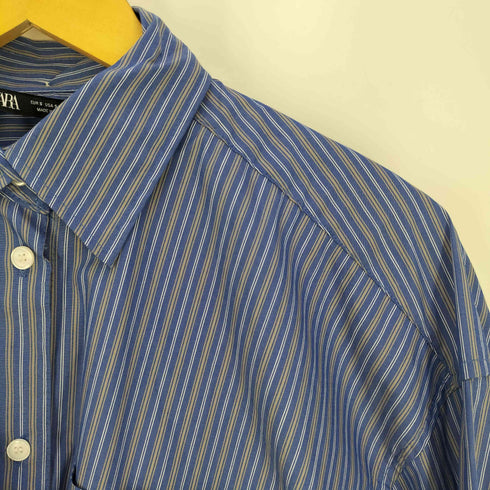 ザラ ZARA ストライプ レイヤードシャツ レディース import:S