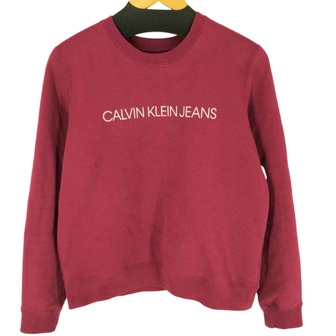 カルバンクラインジーンズ Calvin Klein Jeans ロゴプリント クルーネック 裏起毛 リブ スウェット レディース import:M