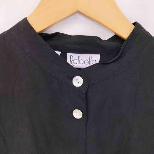 ラファエラ rafaella 90S シェルボタン バンドカラー L/S シルク100% シャツ レディース 2X