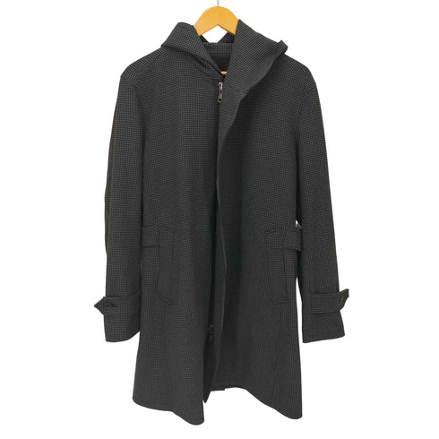 エーケイエム AKM DOBBY STRETCH WRAP HOODED COAT BLACK/NAVY メンズ JPN:M