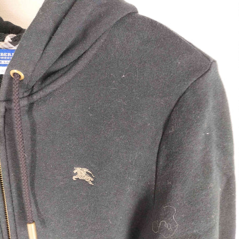 バーバリーブルーレーベル BURBERRY BLUE LABEL ロゴ刺繍 裏地ノバチェック パイピング ジップアップ コットン フーディ レディース EUR:38