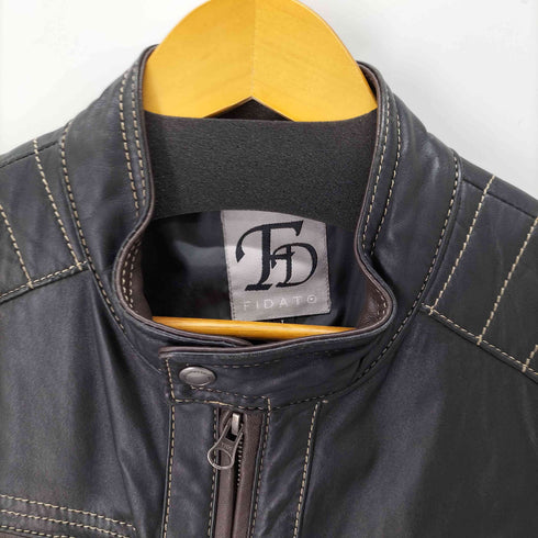 FIDAT ラムレザー ステッチデザインレザージャケット メンズ import:L