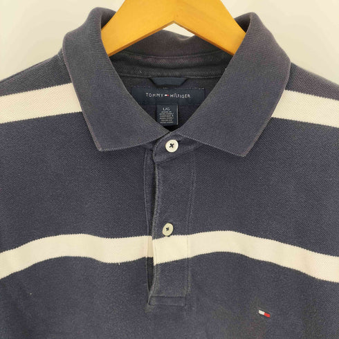 トミーヒルフィガー TOMMY HILFIGER ロゴ刺繍 ボーダー S/S ポロシャツ メンズ import:L