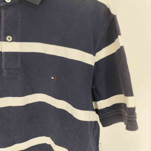 トミーヒルフィガー TOMMY HILFIGER ロゴ刺繍 ボーダー S/S ポロシャツ メンズ import:L