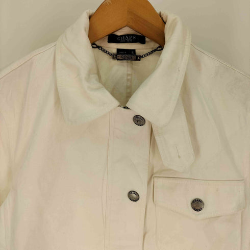 チャップスラルフローレン CHAPS RALPH LAUREN 比翼 ジップアップ ホワイト デニム カバーオール ジャケット レディース import:S