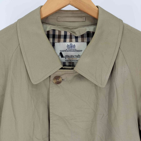 アクアスキュータム AQUASCUTUM 90-00S 英国製 旧タグ 裏地クラブチェック ステンカラーコート メンズ