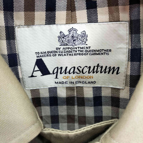 アクアスキュータム AQUASCUTUM 90-00S 英国製 旧タグ 裏地クラブチェック ステンカラーコート メンズ