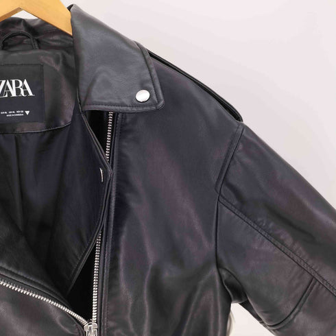 ザラ ZARA オーバーサイズ フェイクレザー ライダースジャケット レディース import:XL