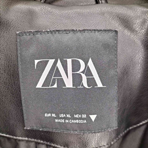 ザラ ZARA オーバーサイズ フェイクレザー ライダースジャケット レディース import:XL