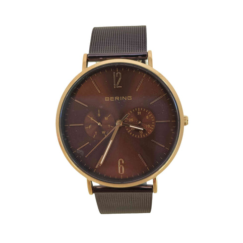 ベーリング BERING Changes 40mm Brown チェンジズ ブラウンレザー&メッシュベルト メンズ FREE