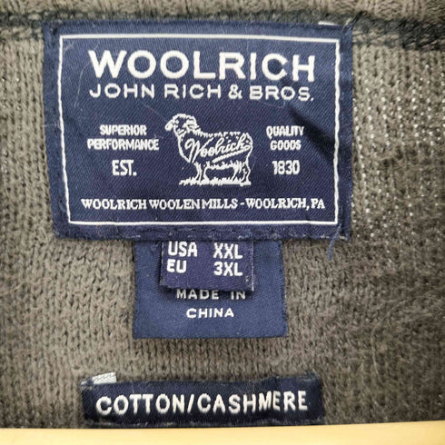 ウールリッチ WOOLRICH COTTON CASHMERE カシミヤ混 コットン ハイネック ジップアップ ニット ドライバーズ メンズ import:XXL