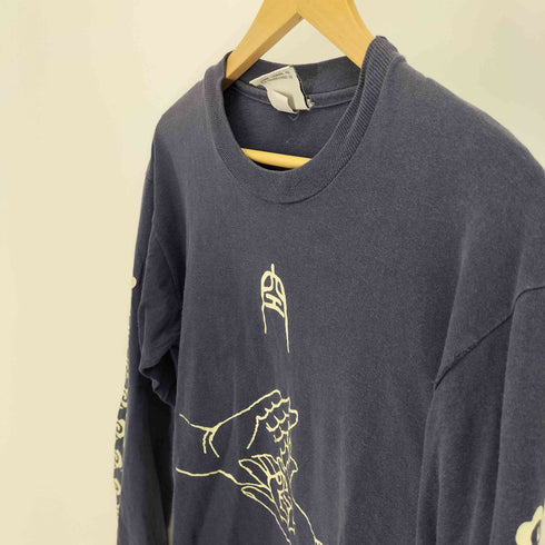 KU 空 90-00S USA製 ハンドサイン プリント L/S Tシャツ メンズ import:M