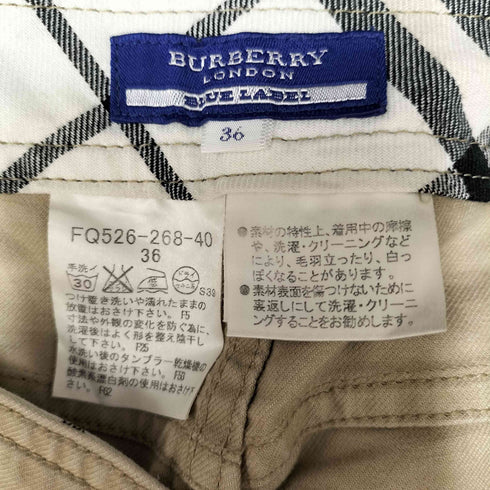 バーバリーブルーレーベル BURBERRY BLUE LABEL クロップド チノ ロールアップ パンツ Y2K レディース 36