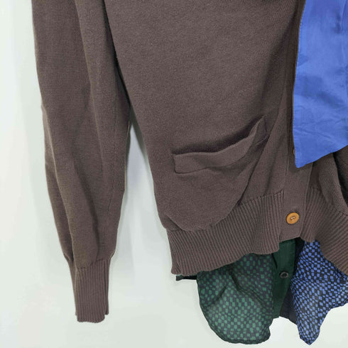 サカイ Sacai 13SS エルボーパッチ リボンブラウスドッキング ニットカーディガン レディース JPN:1
