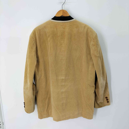 パパス papas レザーパイピングノーカラーコーデュロイジャケット メンズ import:L