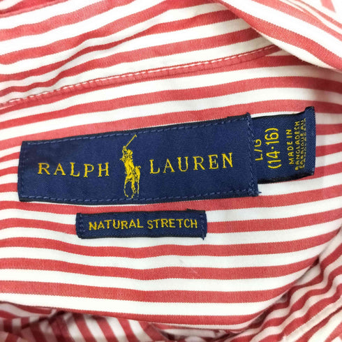 ラルフローレン RALPH LAUREN ポニー刺繍 ストライプ ボタンダウン L/S シャツ レディース import:L
