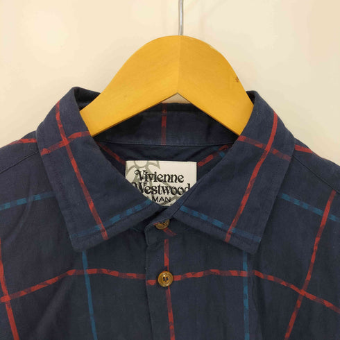 ヴィヴィアンウエストウッドマン Vivienne Westwood MAN オーブロゴ刺繍 コットン チェック L/S シャツ メンズ EUR:48