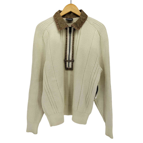 ディーゼル DIESEL HALF ZIP K-ELPASO SWEATER WITH DENIM POLO NECK メンズ import:L