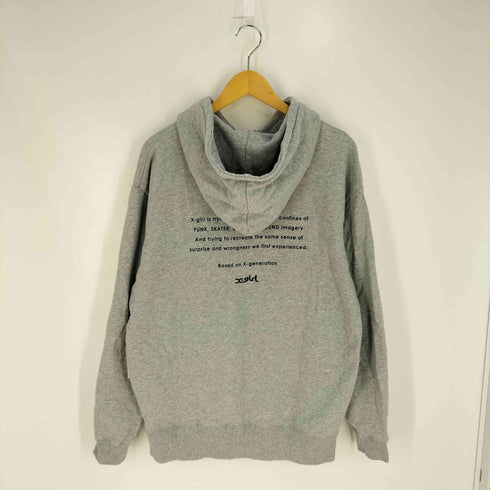 エックスガール X-girl FACE EMBROIDERY SWEAT HOODIE フェイス エンブロイダリー スウェット フーディー プルオーバーパーカー レディース import:M