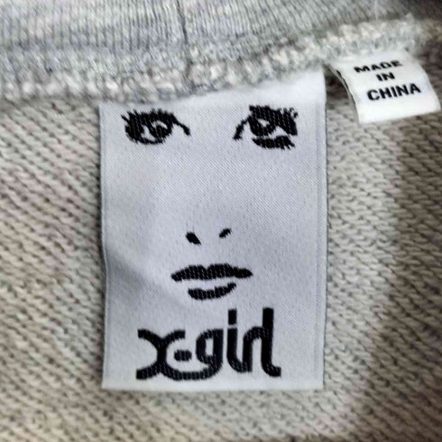 エックスガール X-girl FACE EMBROIDERY SWEAT HOODIE フェイス エンブロイダリー スウェット フーディー プルオーバーパーカー レディース import:M