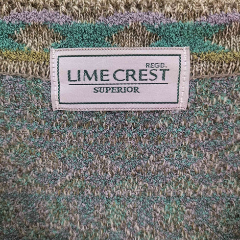 LIME CREST ナイロン アクリル 混 ウール 総柄 Vネック ニット メンズ