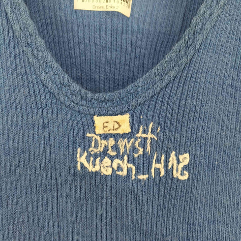 ユーロ フロント刺繍 リブニットノースリーブワンピース レディース