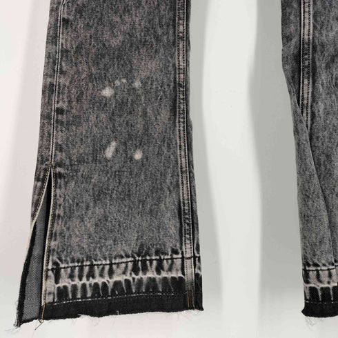 エックスガール X-girl CHEMICAL WASH SIDE SLIT FLARED DENIM PANTS ケミカルウォッシュ サイドスリット フレア デニムパンツ レディース M