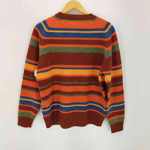 SHETLAND ウール ボーダー マルチカラー ニット メンズ