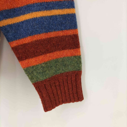SHETLAND ウール ボーダー マルチカラー ニット メンズ
