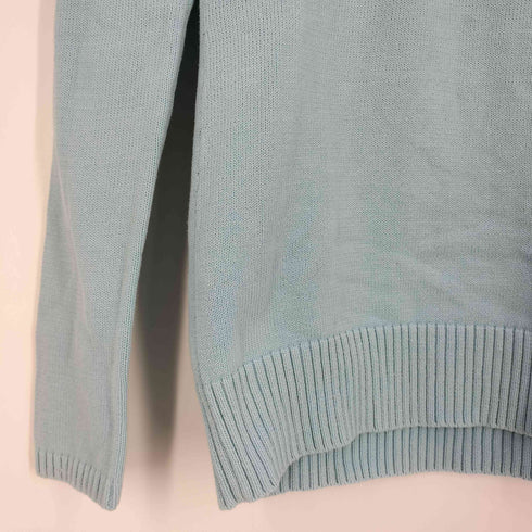 バーバリーブルーレーベル BURBERRY BLUE LABEL ロゴ刺繍 Uネック リボン コットン ニット レディース 38