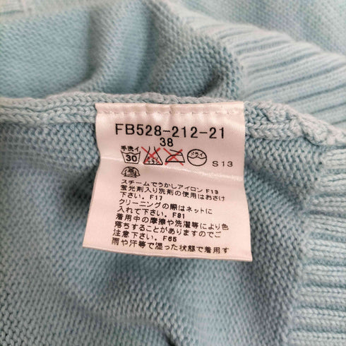 バーバリーブルーレーベル BURBERRY BLUE LABEL ロゴ刺繍 Uネック リボン コットン ニット レディース 38
