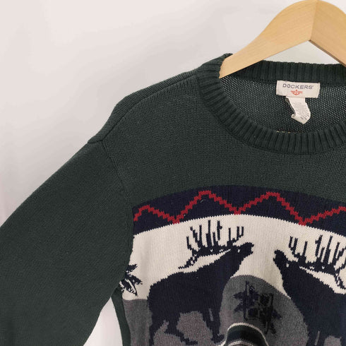ドッカーズ DOCKERS トナカイ クリスマス 柄 コットン クルーネック ニット メンズ import:L