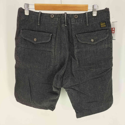 ダブルアールエルラルフローレン RRL RALPH LAUREN 一つ星 タグ 復刻 月桂樹 サスペンダー ボタン ネップ アシンメトリー ポケット コットン アクリル ポリ ワーク ショーツ メンズ 32