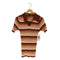 AARON MATHEW SPORTSWEAR ボーダー アクリル スキッパー ニットポロ レディース import:S