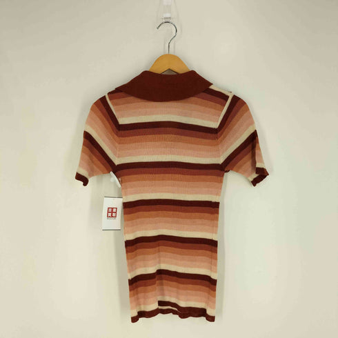 AARON MATHEW SPORTSWEAR ボーダー アクリル スキッパー ニットポロ レディース import:S