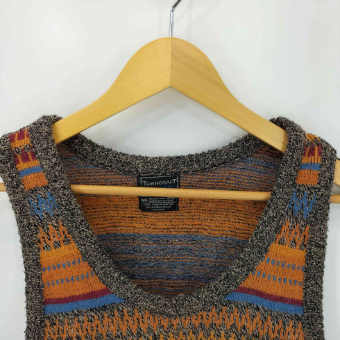 タウンクラフト TOWNCRAFT 70S 黒タグ アクリル 総柄 ニットベスト メンズ import:XL