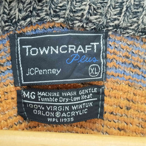 タウンクラフト TOWNCRAFT 70S 黒タグ アクリル 総柄 ニットベスト メンズ import:XL