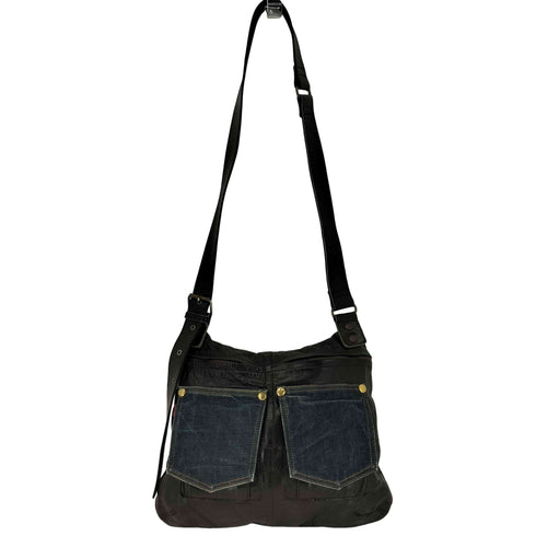 エヴィス EVISU デニムポケット レザーショルダーバッグ メンズ