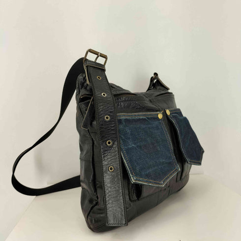 エヴィス EVISU デニムポケット レザーショルダーバッグ メンズ
