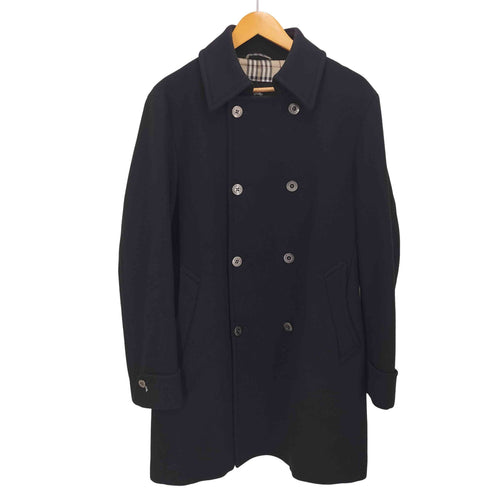 バーバリーブラックレーベル BURBERRY BLACK LABEL 裏地ノバチェック アンゴラ混ピーコート メタルボタン レディース JPN:L
