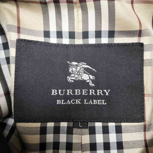 バーバリーブラックレーベル BURBERRY BLACK LABEL 裏地ノバチェック アンゴラ混ピーコート メタルボタン レディース JPN:L