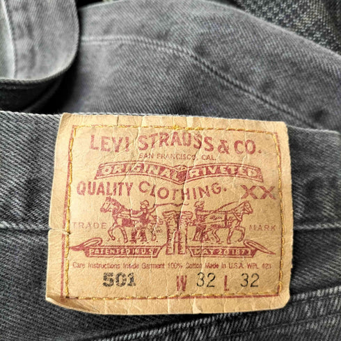 リーバイス Levis 95年製 501 ボタン裏522 ボタンフライ先染ブラックデニムパンツ メンズ W32 L32